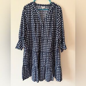 Crown & Ivy Navy and White Patterned Tunic Dress